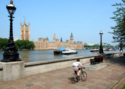 Cyclist beside the Thames